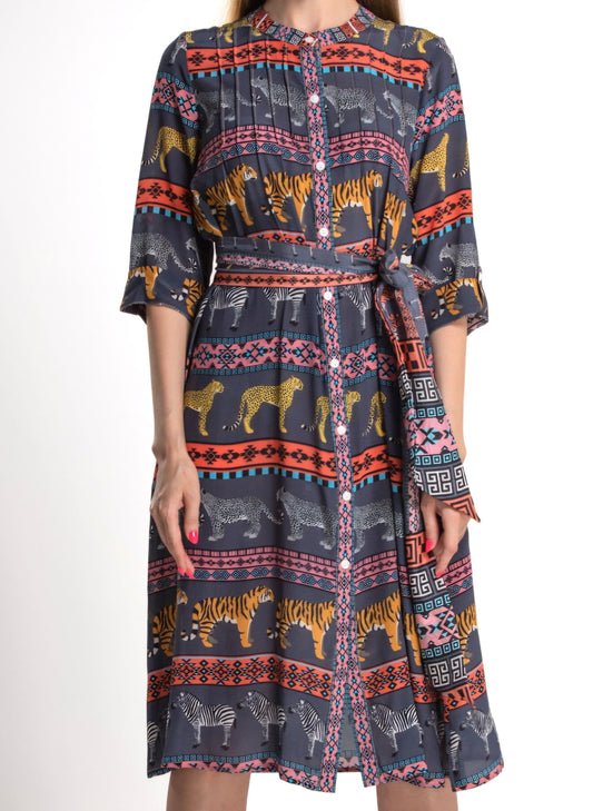 INÔA Masai Mara pintucks dress