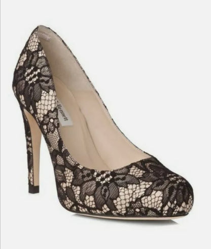 L K Bennett Nadja lace court shoes